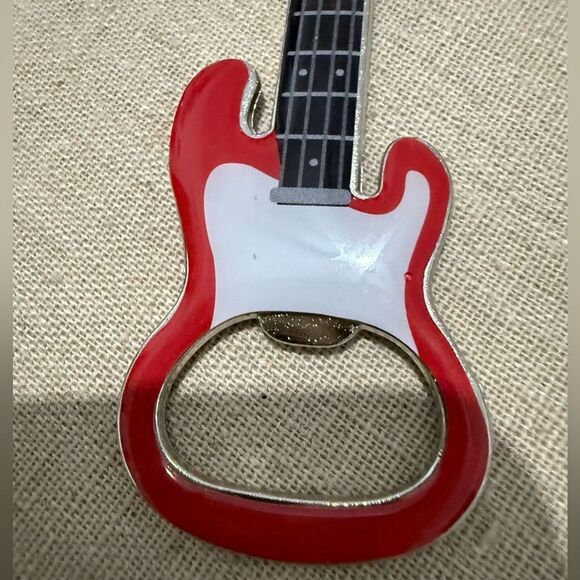 Guitar Bottle Opener Keychain Red & White – Rockin’ Accessory for Music Lovers - Picture 10 of 15